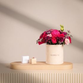 Blush Fuchsia Floral Arrangement with Caroline Svedbom Ana Ring – Dark Rose
