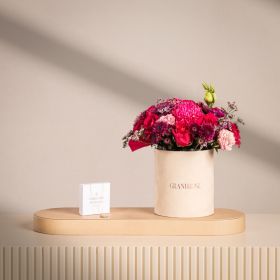 Blush Fuchsia Floral Arrangement with Caroline Svedbom Chloe Rocks Crystal Necklace