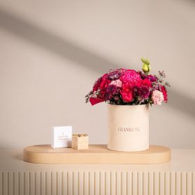 Blush Fuchsia Floral Arrangement with Caroline Svedbom Mini Drop Bracelet – Vintage Rose