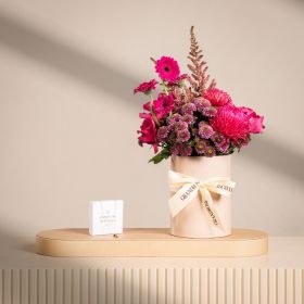 Blushing Pink Floral Arrangement with Caroline Svedbom Elina Necklace – Black