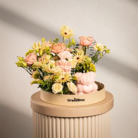 Vanilla Poem Gerbera Rose Teddy - Candle Edition